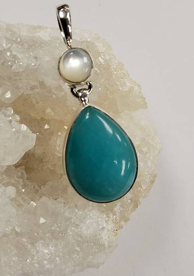 Sterling Silver Moonstone and Amazonite Pendant